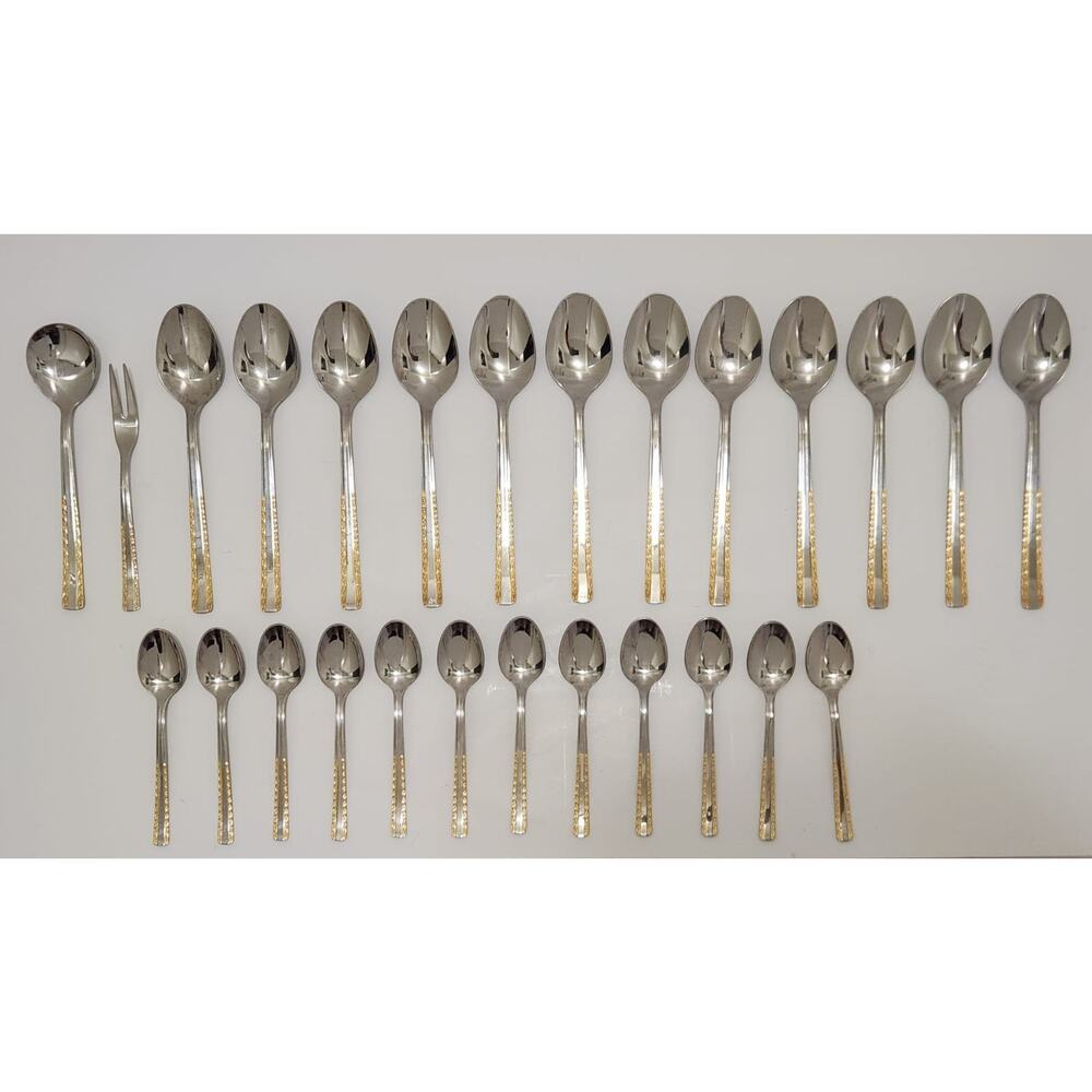 Vtg Solingen Germany 18-10 Gold Accented Flatware Lot Of 38 Spoons Forks